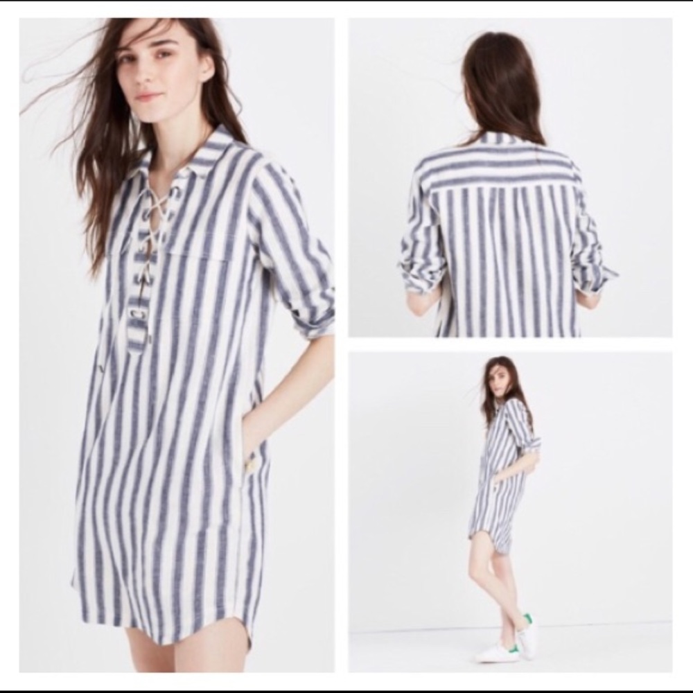 Madewell Striped Lace-up Dress S